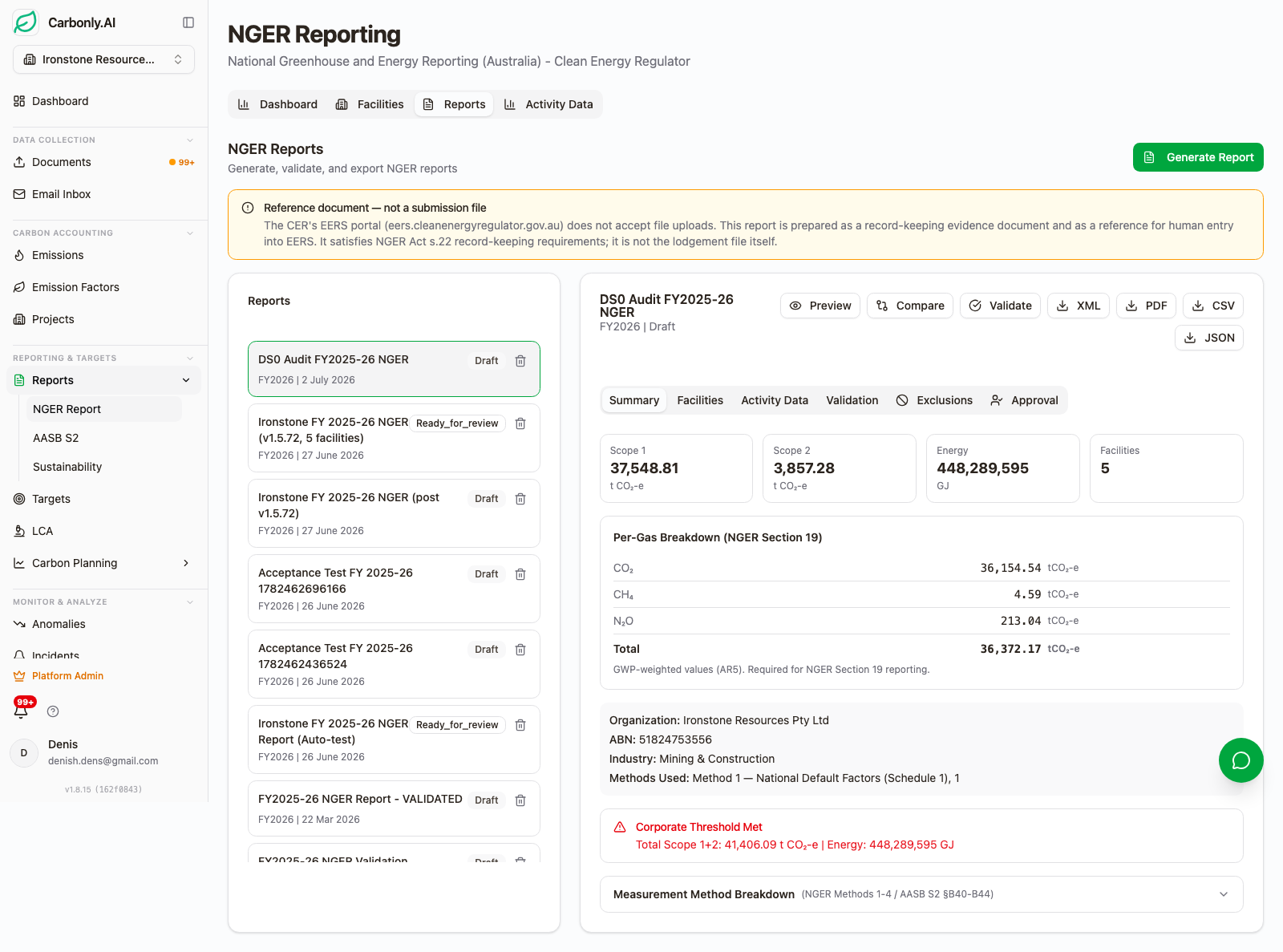 How Carbonly Generates an NGER Submission: A Screenshot-Led Walkthrough